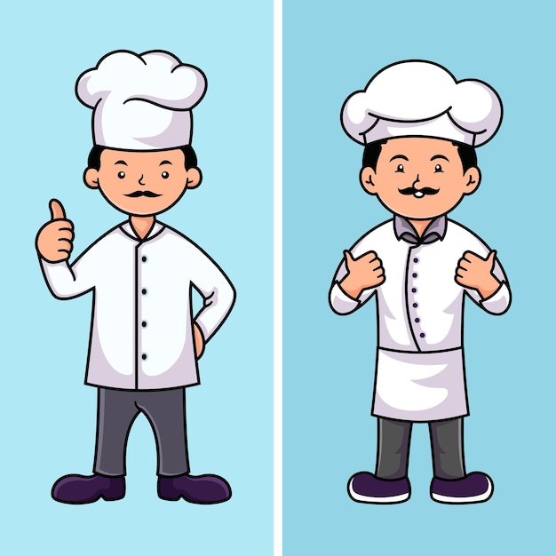 Set of chef character logo design templat