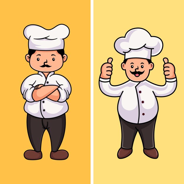 Set of chef character logo design templat