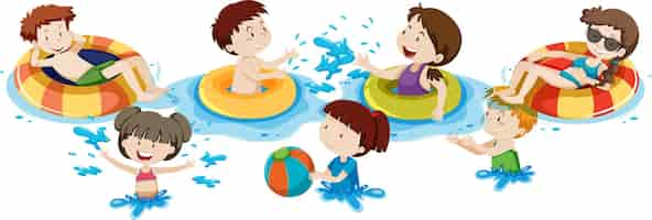 Free vector a set of children and beach activities