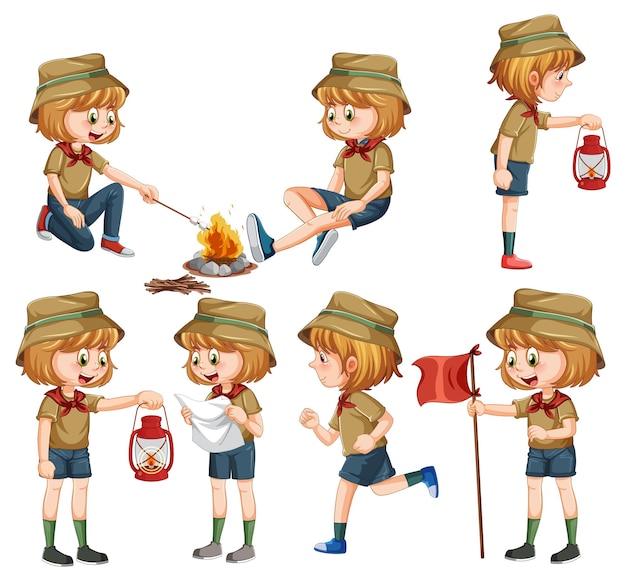 Free vector set of children camping