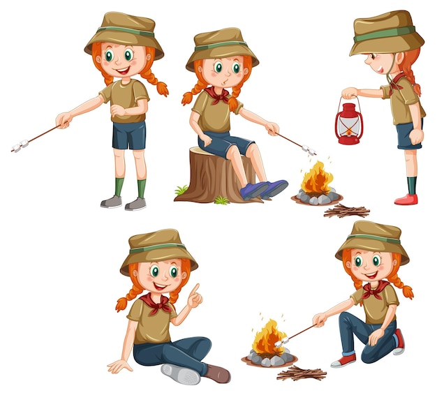 Free vector set of children camping