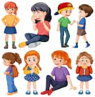 Free vector set of children cartoon character