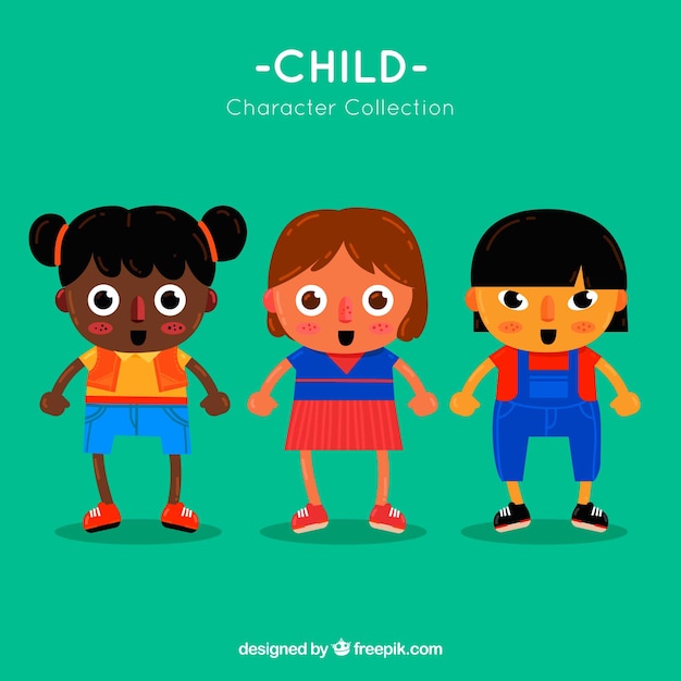 Free vector set of children characters in flat design