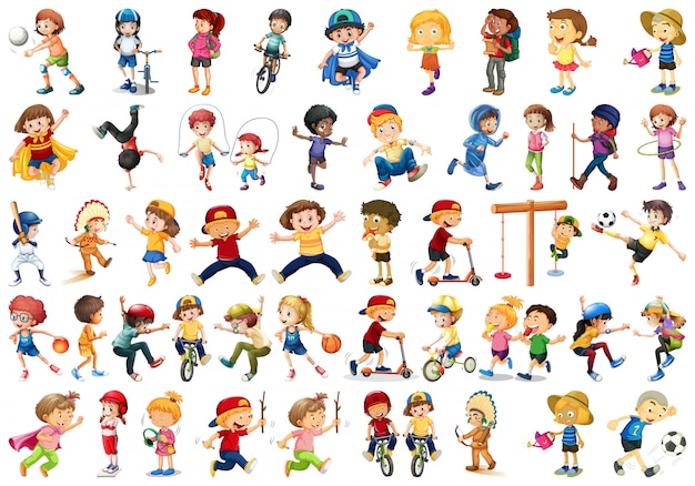 Free vector set of children doing activites