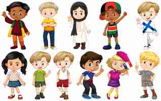 Free vector set of children from different countries