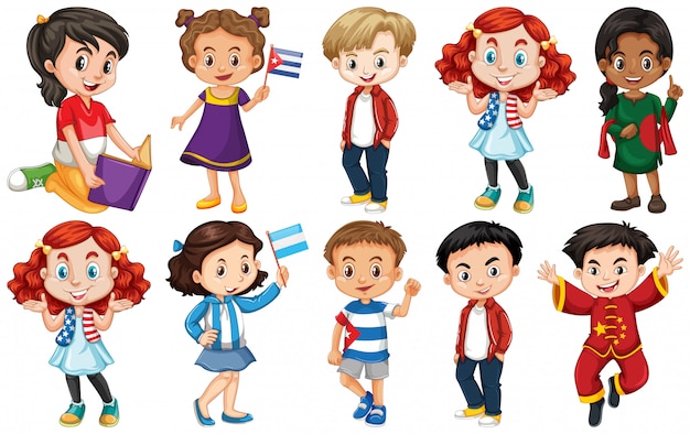 Free vector set of children from different countries