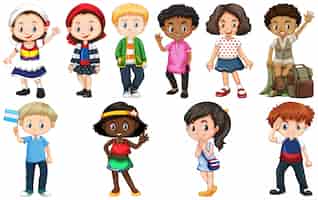 Free vector set of children from different countries