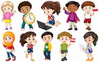 Free vector set of children from different countries