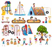 Free vector set of children at playground