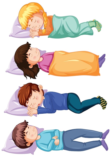 Free vector set of children sleeping on the floor