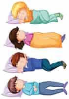 Free vector set of children sleeping on the floor