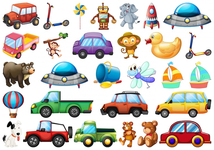 Free Vector set of children toy