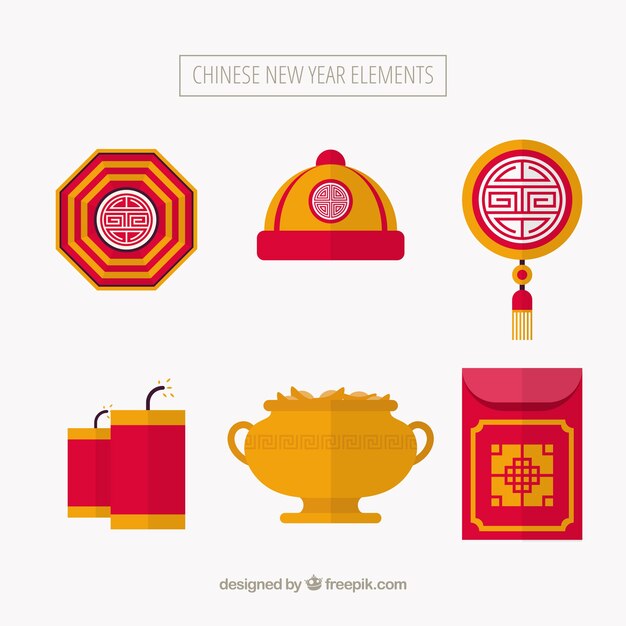 Set of chinese new year elements