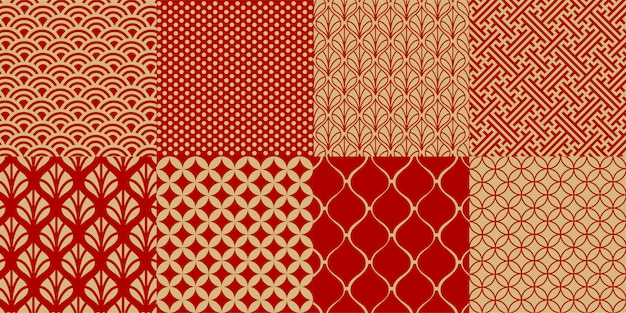 Set of chinese  seamless patterns