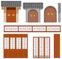 Free vector set of chinese traditional architectures