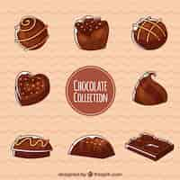 Free vector set of chocolate bonbons with different flavors