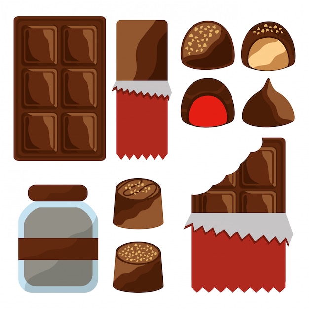 Set of chocolate food