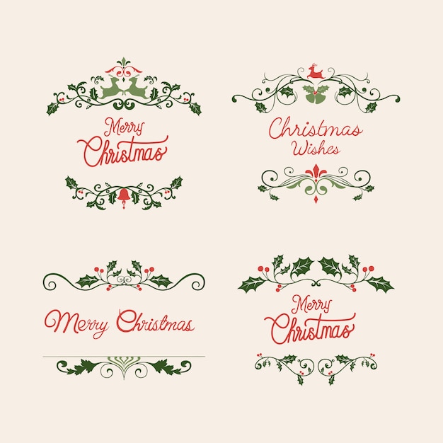 Set of christmas badge design vectors