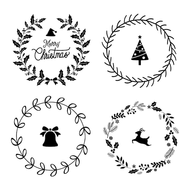 Set of christmas badges vector