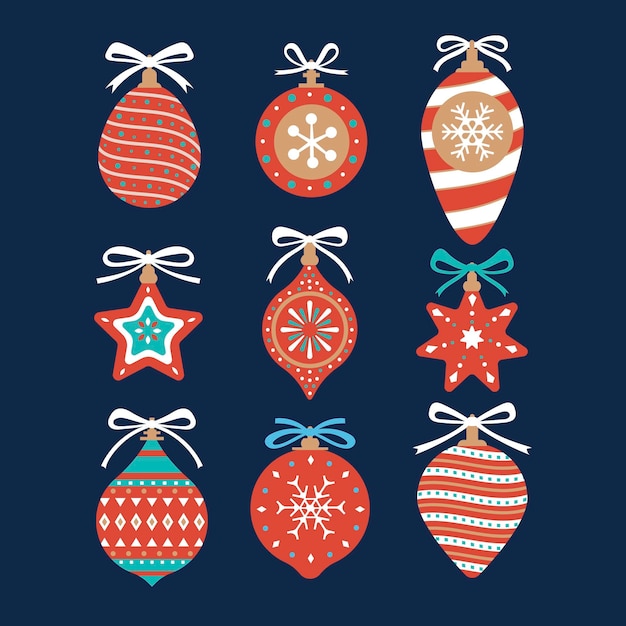 Free vector set of christmas ball ornaments