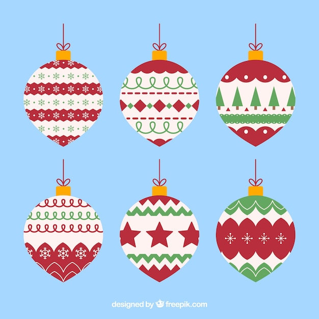 Free vector set of christmas balls in flat design