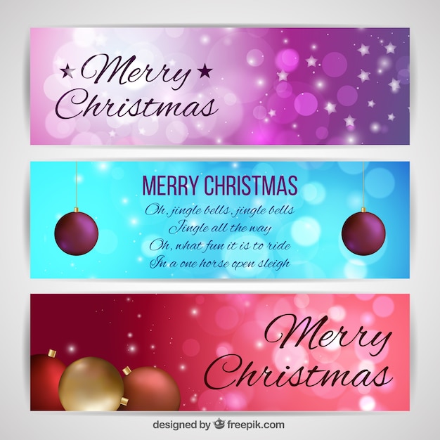 Set of christmas bokeh banners