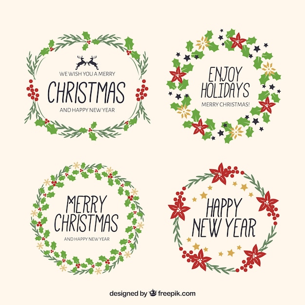 Set of christmas calligraphic ornaments