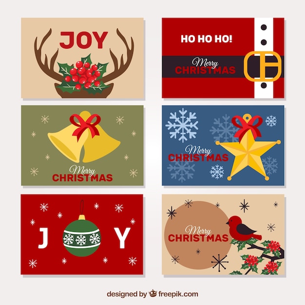 Free vector set of christmas cards