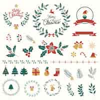 Free vector set of christmas design elements vector