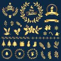 Free vector set of christmas design elements vector