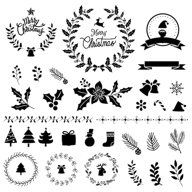 Набор элементов дизайна рождественских элементов