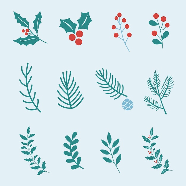 Set of Christmas design elements vector