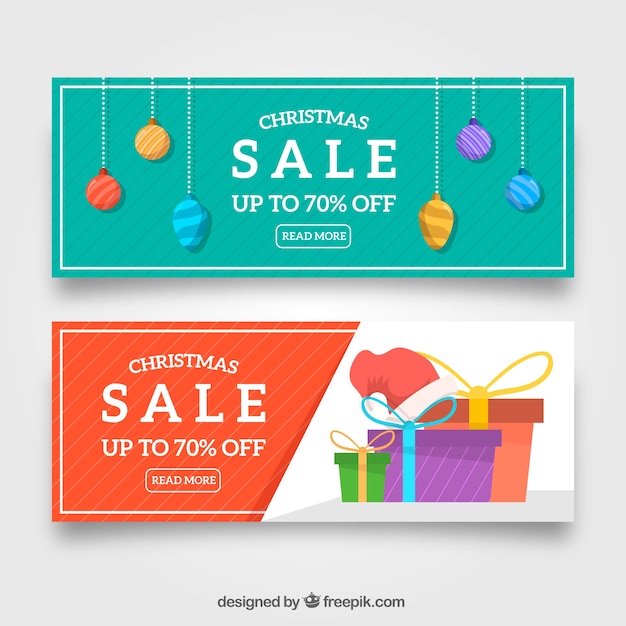 Free vector set of christmas discount banners