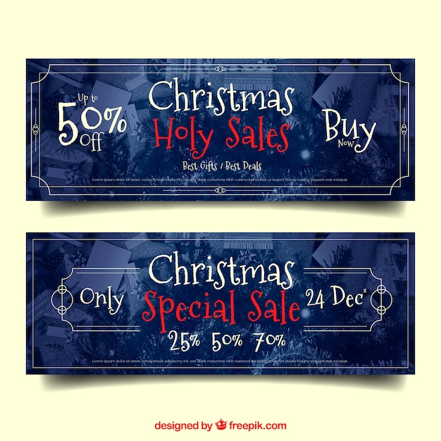 Free vector set of christmas discount banners