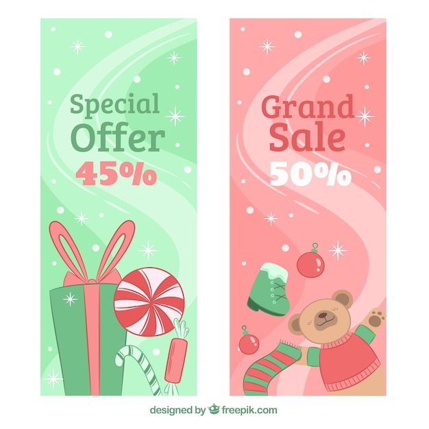 Set of christmas discount banners