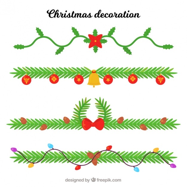 Free vector set of christmas garlands in flat design