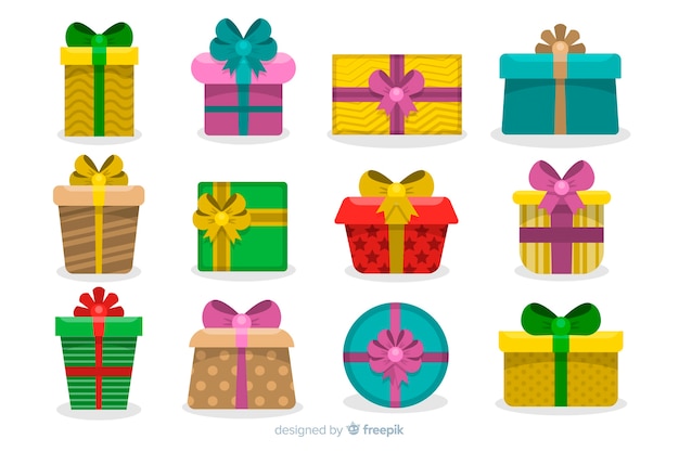 Set of christmas gifts in flat design