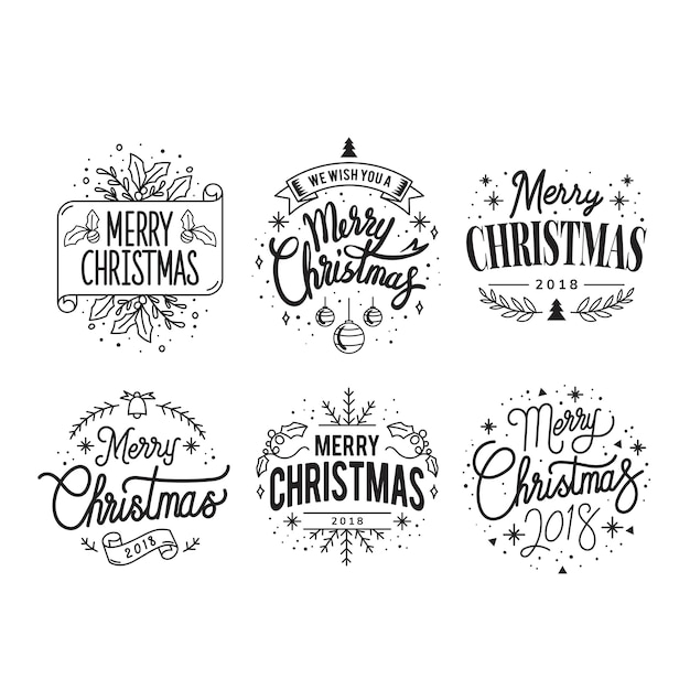 Set of Christmas greeting badge vectors