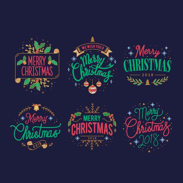 Free vector set of christmas greeting badge vectors