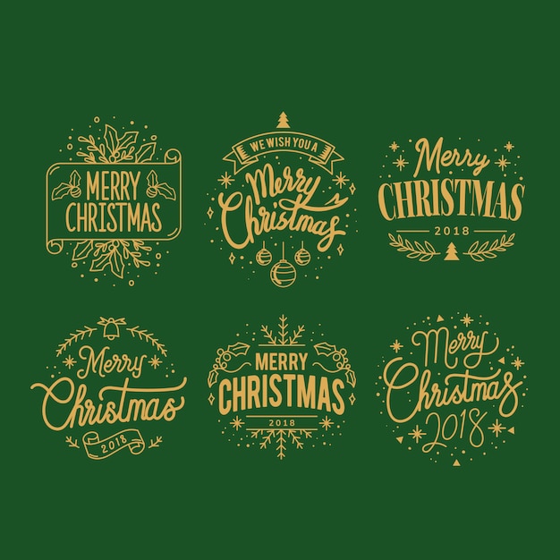 Free vector set of christmas greeting badge vectors