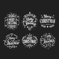 Free vector set of christmas greeting badge