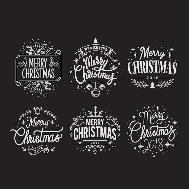 Set of Christmas greeting badge