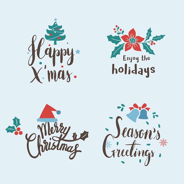 Set of Christmas greeting badge