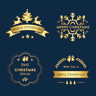 Set of christmas greeting badges