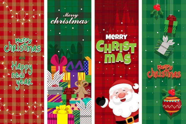 Free vector set of christmas and happy new year greeting cards and postcard