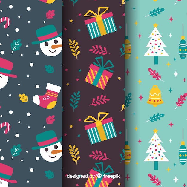 Set of christmas pattern in flat design