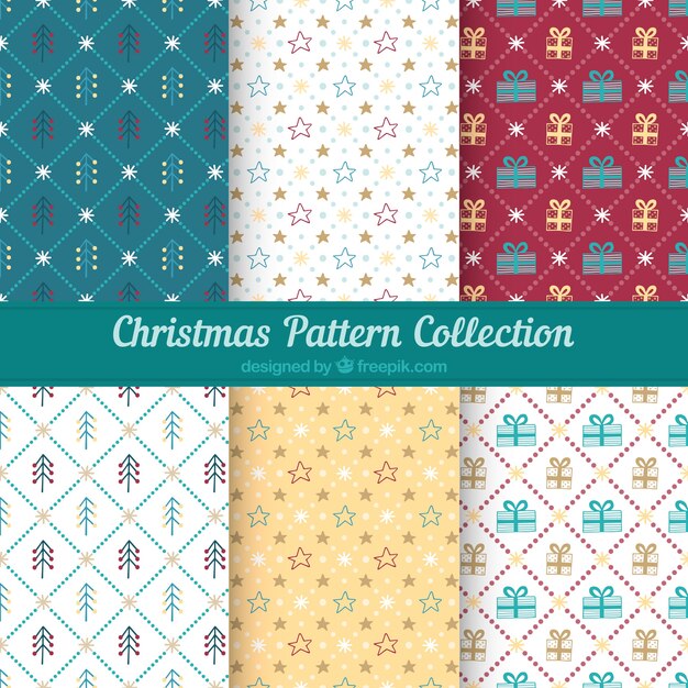 Set of christmas patterns with elements