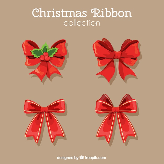 Free vector set of christmas red ribbons
