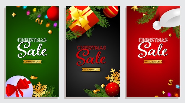Set of Christmas Sale banner with presents