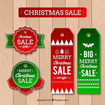 Set of christmas sale tags